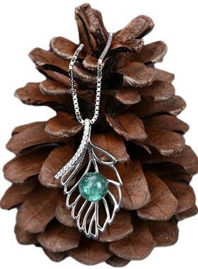 青瓷釉滴925银项链时尚百搭吊坠