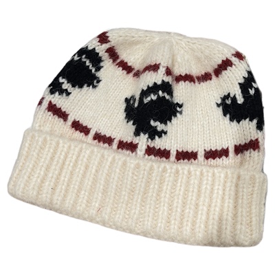 新款费尔岛提花复古针织帽女秋冬