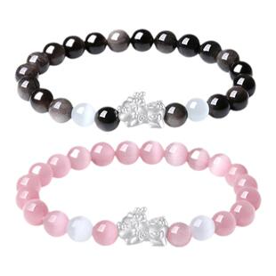 【情侣礼物推荐】ParasKors派热 粉墨貔貅情侣手串新中式S999银