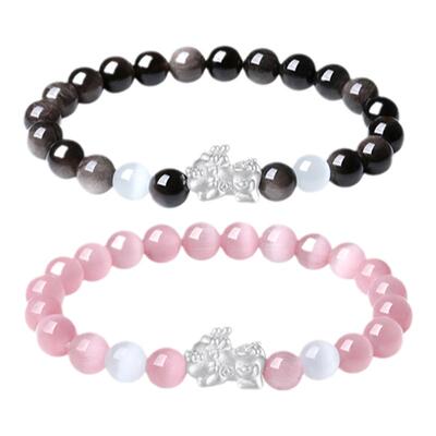 【情侣礼物推荐】ParasKors派热 粉墨貔貅情侣手串新中式S999银