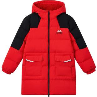 鸿星尔克童装红色新年羽绒服儿童衣服男童冬季青少年女童三防外套