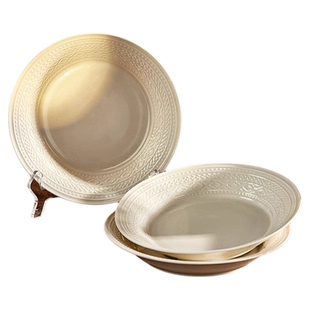 白色浮雕盘子家用菜盘2025新款好看的陶瓷深盘高级感餐盘碟子餐具