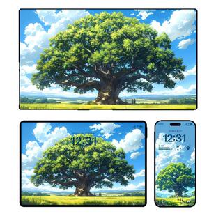 6张大树底下好乘凉 手机高清壁纸 ipad平板电脑桌面愈插画素材