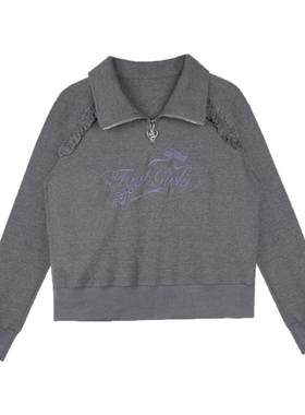 SagiDolls少女斗志 甜酷华夫格半高领长袖卫衣宽松休闲百搭显瘦春