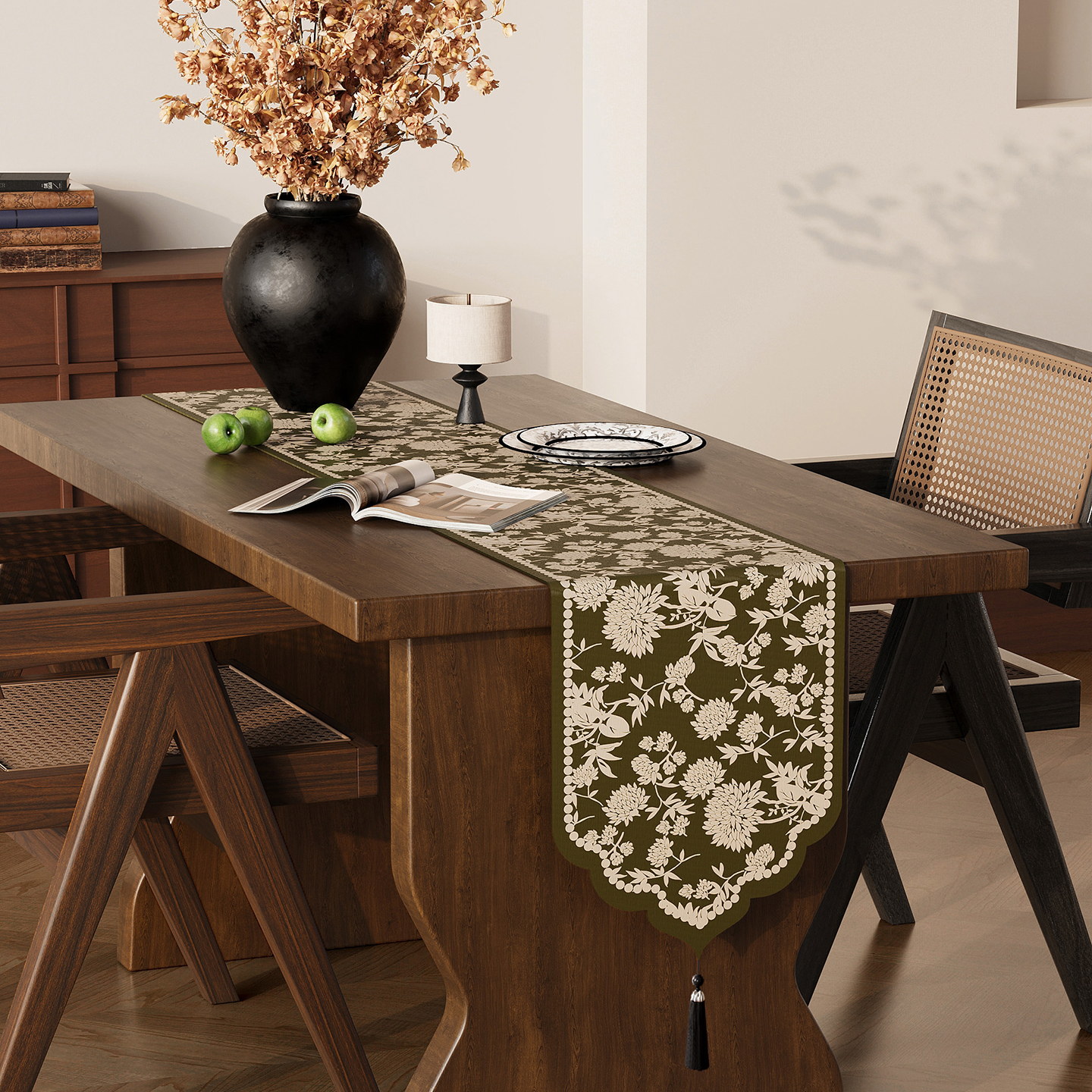 中古风桌旗轻奢高端餐桌旗布茶台茶旗桌布棉麻长条电视柜斗柜盖布