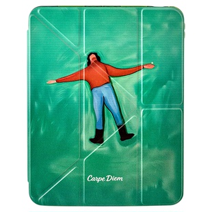 小众躺在草地上适用苹果ipad11平板电脑保护套air7/pro带笔槽Y+三折mini7/10代air13寸/4/5/6亚克力硬壳新款