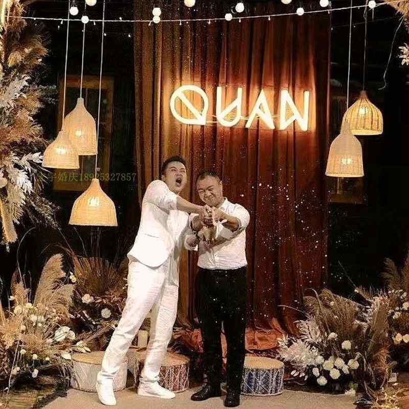 竹编吊件三件套婚礼堂场景布置舞台吊顶装饰复古中式家居挂饰道具