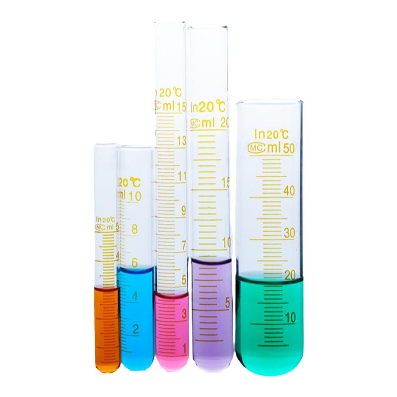 玻璃刻度试管10ml 25ml化学实验器材化学试管带刻度翻口圆底试管