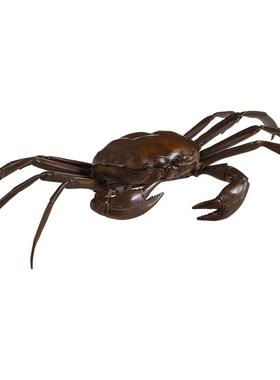 铜螃蟹一对横财将军八方来财茶宠