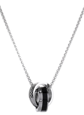 【王一博同款】双环男士项链男女轻奢钛钢吊坠潮流毛衣链生日礼物