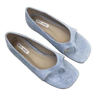 羊皮版~百搭仙女风一脚蹬分趾平底鞋女小众设计绒面气质罗马凉鞋