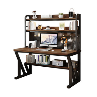 北欧电脑台式桌家用卧室书桌书架组合简约一体桌学生学习桌写字桌