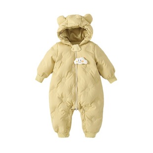 婴幼儿羽绒连体衣女宝男宝小月龄宝宝红色冬装加厚保暖外出服爬服