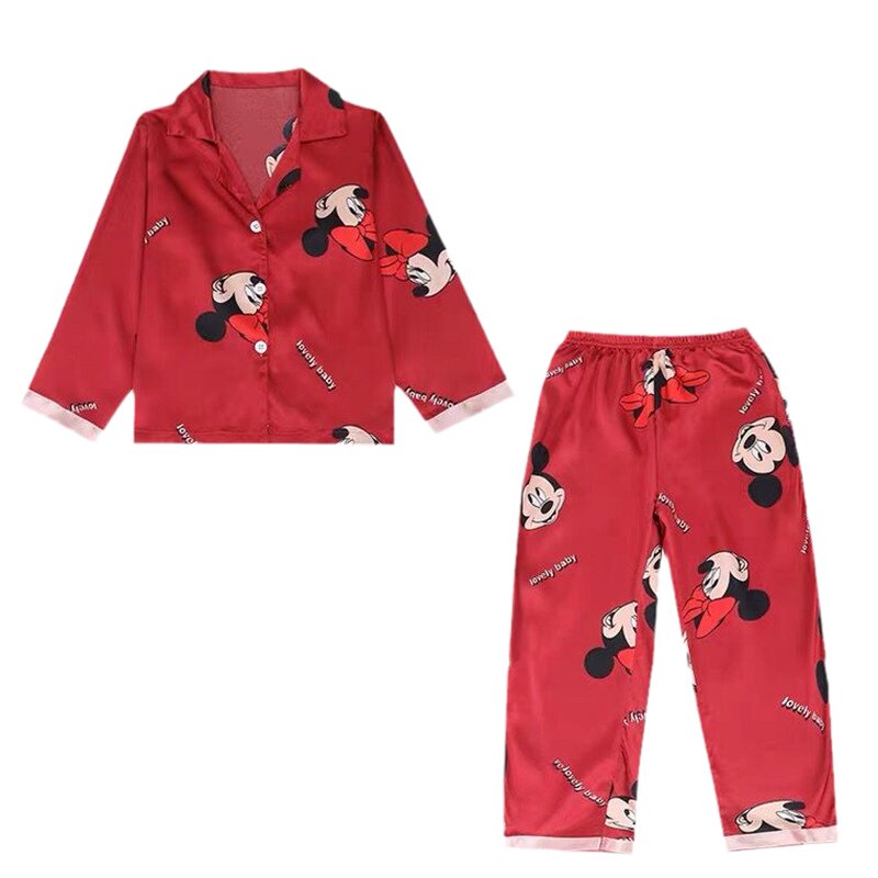 儿童睡衣女童春秋冰丝薄款长袖女孩可爱中大童真丝夏季家居服套装