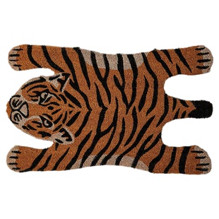 印度进口创意动物造型椰棕地垫老虎入户门口垫家用除尘蹭土蹭脚垫