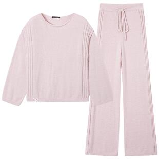 从轻闪闪一字领两件套家居服套头长袖睡衣保暖秋冬女