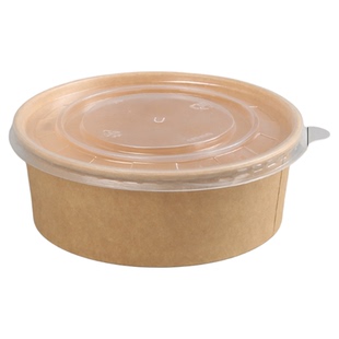 牛皮纸打包盒一次性纸碗外卖餐盒圆形果切盒沙拉碗食品级商用定制