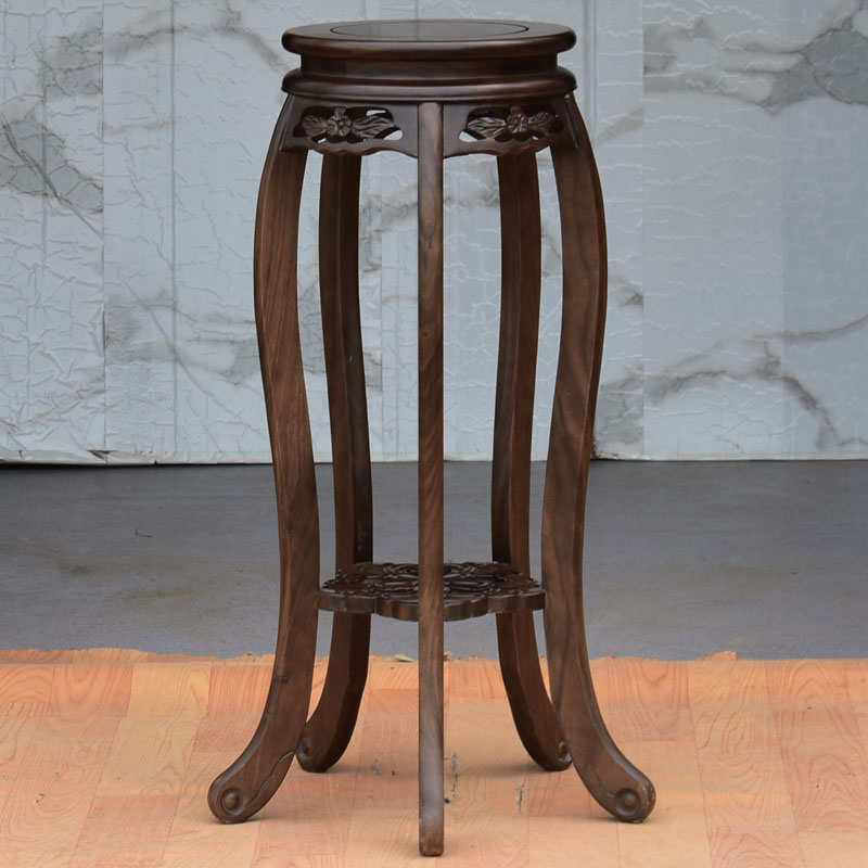 新款实木花架花几榆盆景鱼缸花盆架置物花瓶工艺底座奇石摆件桌架