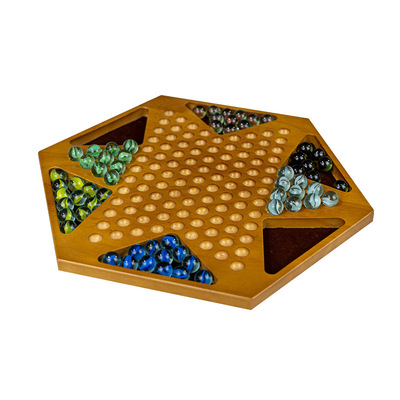 实木跳棋高档玻璃球跳跳棋