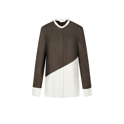 LESS复古撞色桑蚕真丝长袖衬衫女