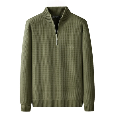 （100%棉）吉普加绒毛衣男半拉链