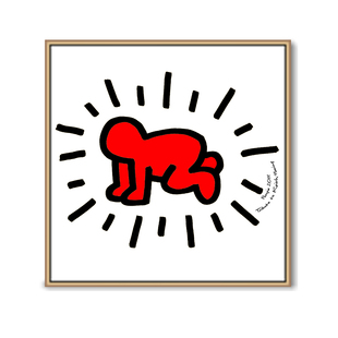 Keith Haring爱心小人抽象创意涂鸦装饰画民宿客餐厅酒店现代挂画