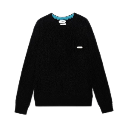 IMMI秋冬新款女士全羊绒拉毛领口撞色套头毛衣300124