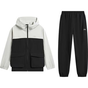 李宁童装套装男女小大童运动生活系列上衣裤子春季休闲梭织童装