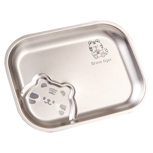 儿童专用不锈钢餐盘304食品级男孩女孩家用吃饭盘宝宝可爱饺子盘