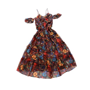 晶咕白标DADATATA【纵情盛夏】五彩斑斓的花色连衣裙别样风情长裙