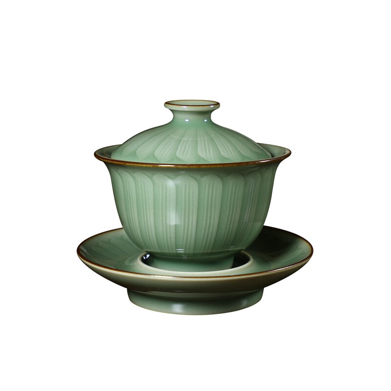 陈爱明大师正品莲语茶具中式盖碗