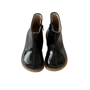 儿童马丁靴宝宝童鞋冬漆皮短靴白色靴子真皮皮鞋加绒女童短靴