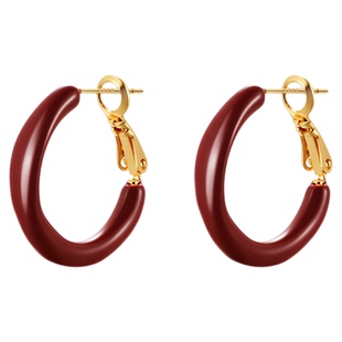 999纯银针复古安可拉红色圈圈耳环女港风耳圈高级感耳钉素圈耳饰