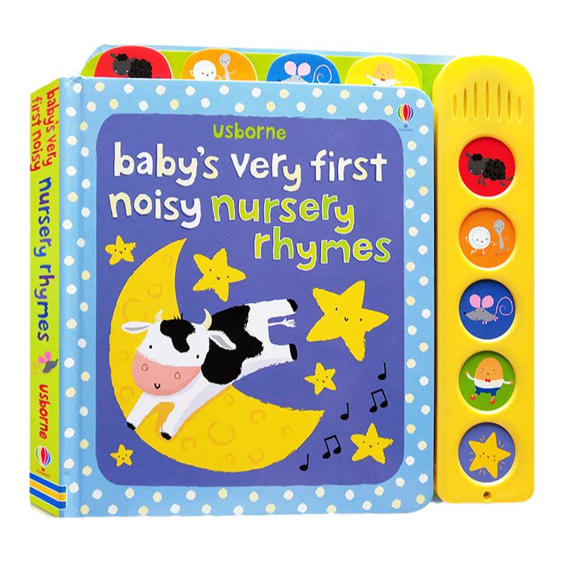 Usborne尤斯伯恩奇妙发声书出品宝宝的童谣伴奏书Baby's very first noisy nursery rhymes英文原版绘本童谣触摸翻翻书英语