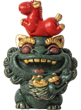 国潮龙腾马跃招财生肖马年摆件