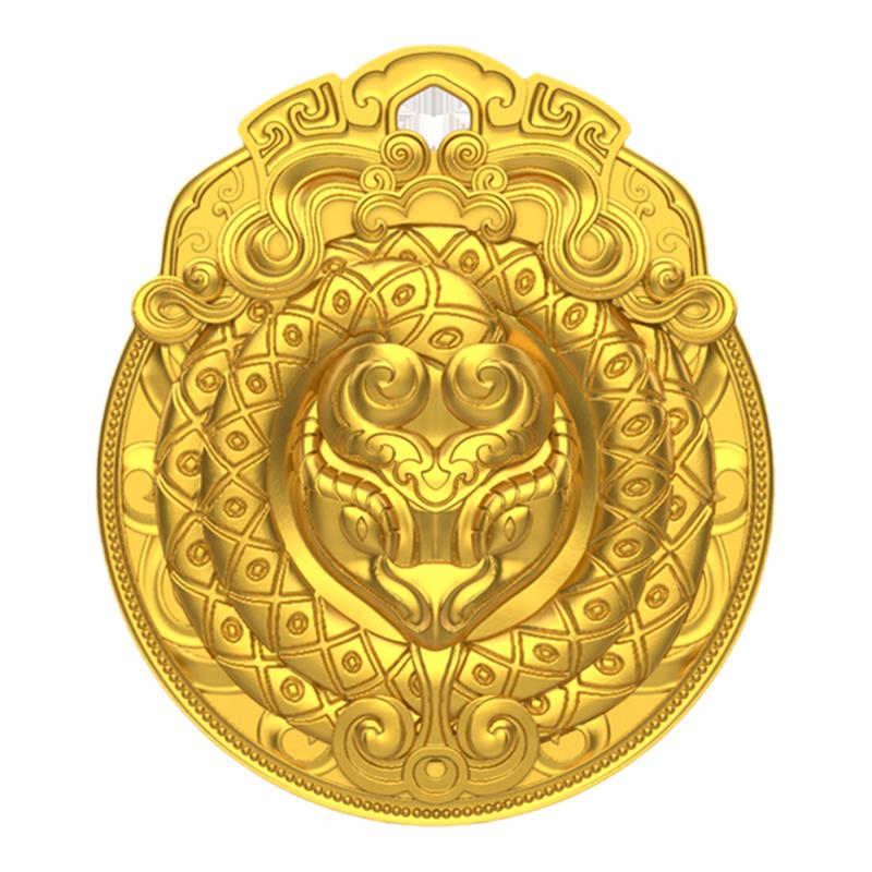 金米黄金纯金吊坠生肖圆牌