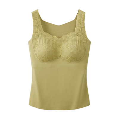 大胸自带胸垫保暖背心羊毛蚕丝