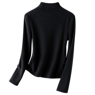 半高领打底衫女秋冬磨毛加厚保暖双面德绒上衣内搭可外穿秋衣上衣