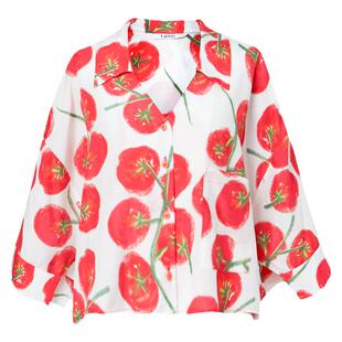 tanni新款休闲度假风落肩插肩袖设计感番茄女孩衬衫TN11SH029A