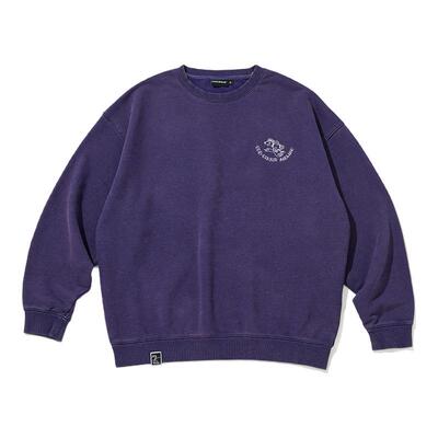 oddCIRKUS紫色圆领卫衣水洗长袖
