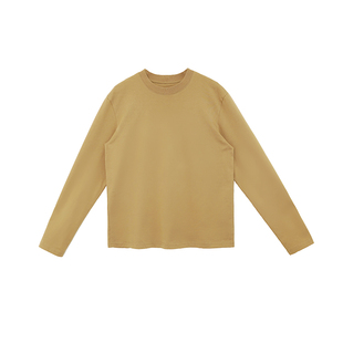 Decemarch正肩版型纯棉T恤女挺括质感高克重水洗棉长袖圆领打底衫