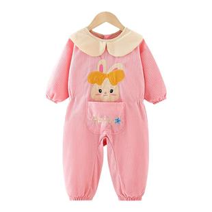 宝宝连体罩衣灯芯绒婴儿爬行服包屁衣小孩学爬衣婴幼儿一体式爬服