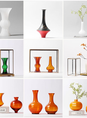 新中式琉璃花瓶玻璃展示罩摆件样板房间隔断书房茶室家居软装饰品