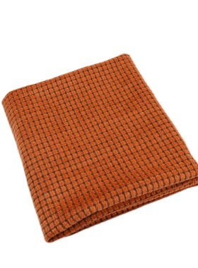 100%wool 橘色小格子顺毛羊绒羊毛毛呢毛料面料冬天大衣外套布料