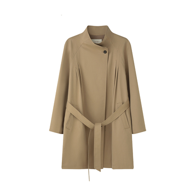 solighter立领中长款收腰风衣