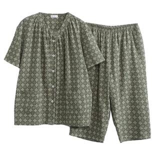 纯棉纱布睡衣女款夏大码胖mm200斤薄款双层棉纱宽松家居服可外穿