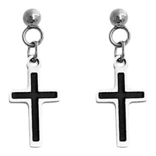 ENHYPEN李羲承同款耳钉男女 韩国迷你小款钛钢黑色十字架耳环配饰