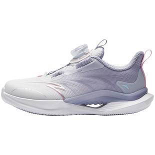 安踏儿童运动鞋女童小童跑鞋2026秋冬新款驭风跑步鞋女孩纽扣鞋子