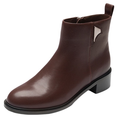 莱尔斯丹黑色百搭真皮通勤短靴子