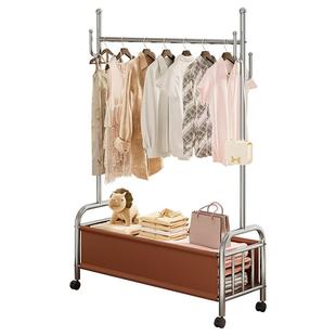 不锈钢衣帽架落地卧室家用挂衣架简易衣架置物架可移动衣服收纳架